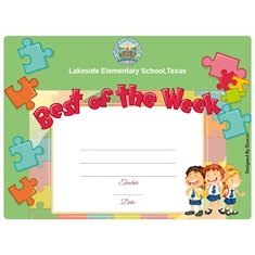Best of the Week Classroom Award Certificate